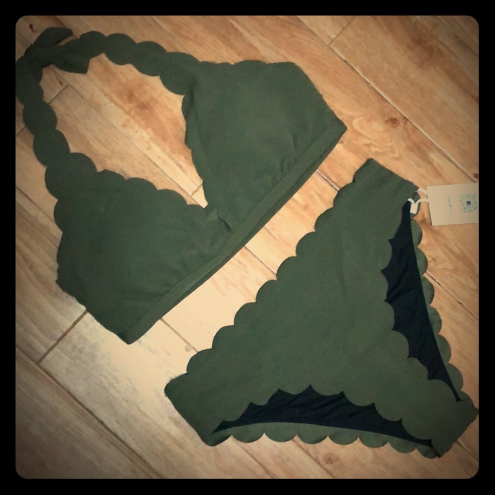 NWT Olive Green scalloped CupShe bikini